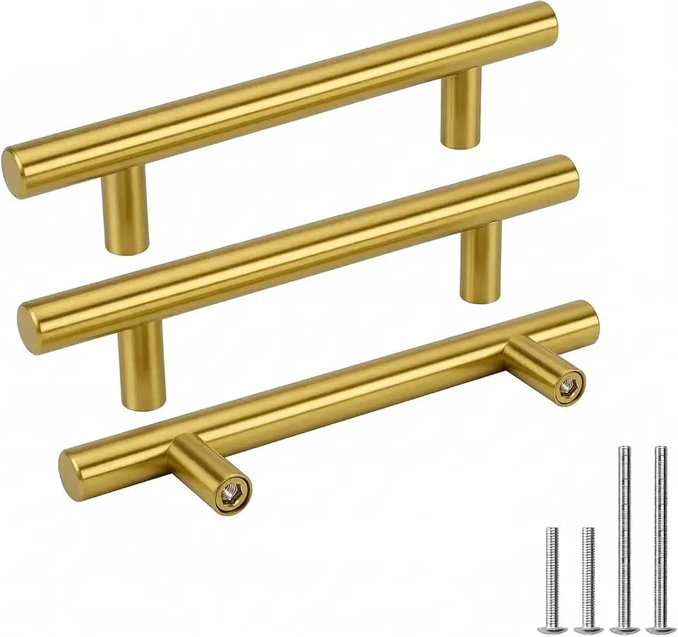 Goldenwarm 50 Pack 3-3/4in Gold Cabinet Pulls Dresser Drawer Handles