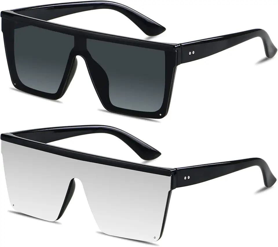LYZOIT Square Oversized Sunglasses for Women Men Big Flat Top