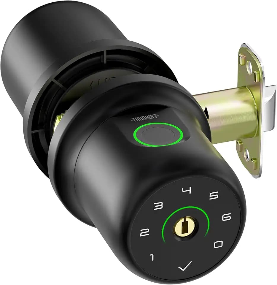 ThorBolt G1 Fingerprint Door Knob Lock with Keypad, Black