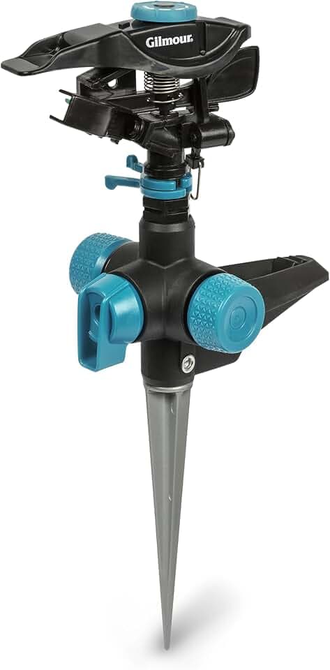 Gilmour Heavy Duty Circular Water Sprinkler with Spike Base, Rotating Sprinkler Head with Adjustable Spray Pattern, Lawn Sprinkler for 5800 Sq Ft Coverage