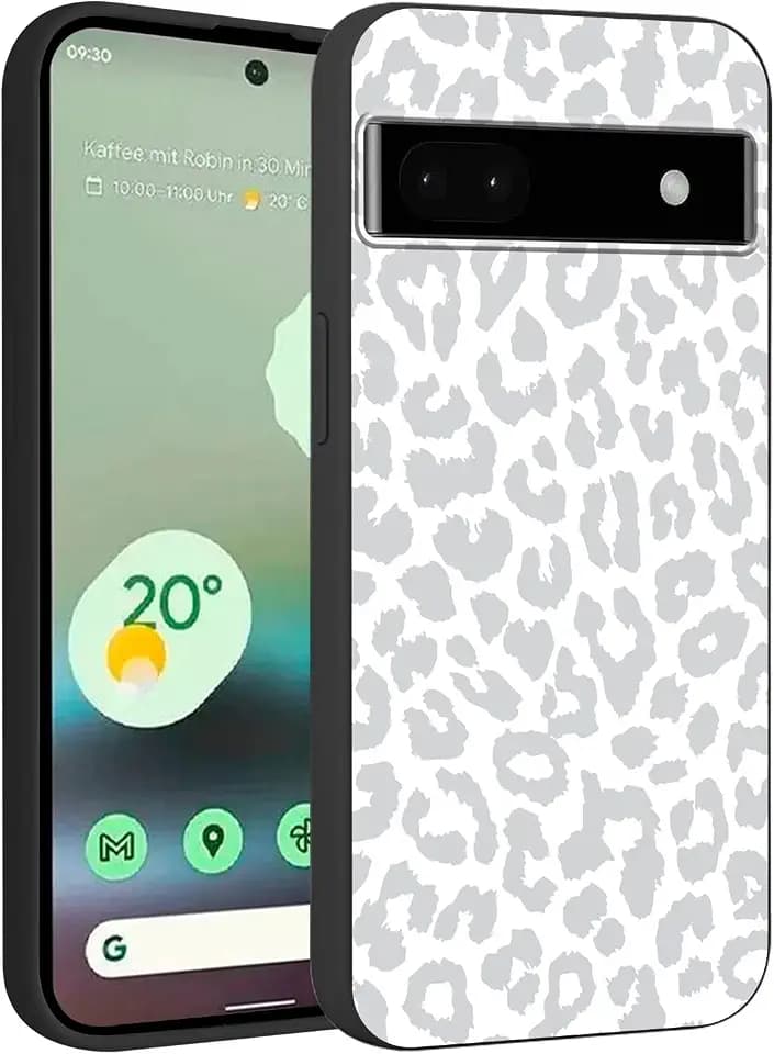 Cute Cheetah Print Phone Case for Google Pixel 6a 5G 6.2", Aesthetic Coquette Grey Leopard Pattern Design Case Soft Slim Shockproof TPU Protective Funda Cover for Women Girls