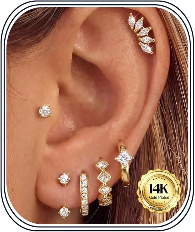 MILACOLATO 6 Pairs 925 Sterling Silver Earrings for Women Trendy Ear Stacks