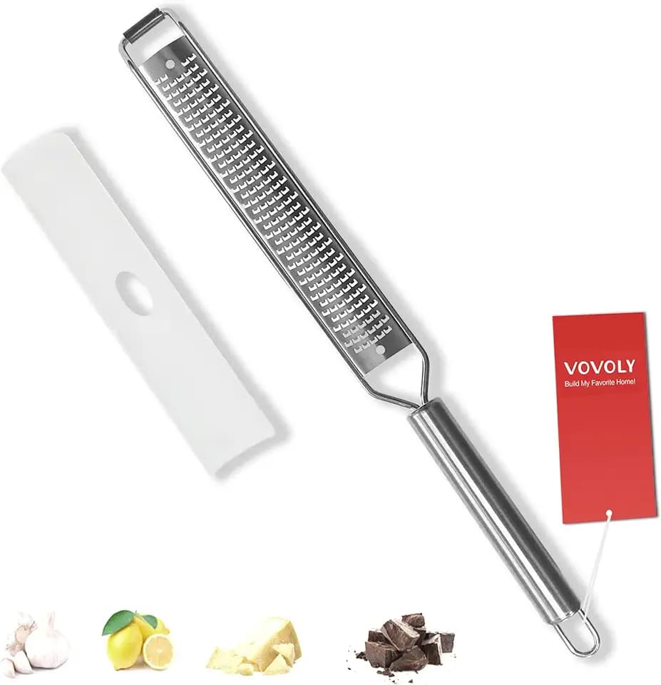 VOVOLY Lemon Zester Fine, Cheese Grater, Etched Stainless Steel Blade