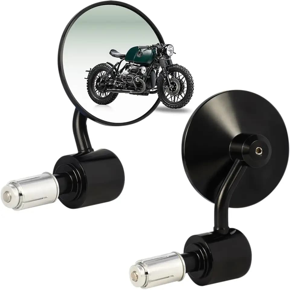 7/8'' Vintage Motorcycle Bar End Mirrors, CNC Rear View Side Mirror Black