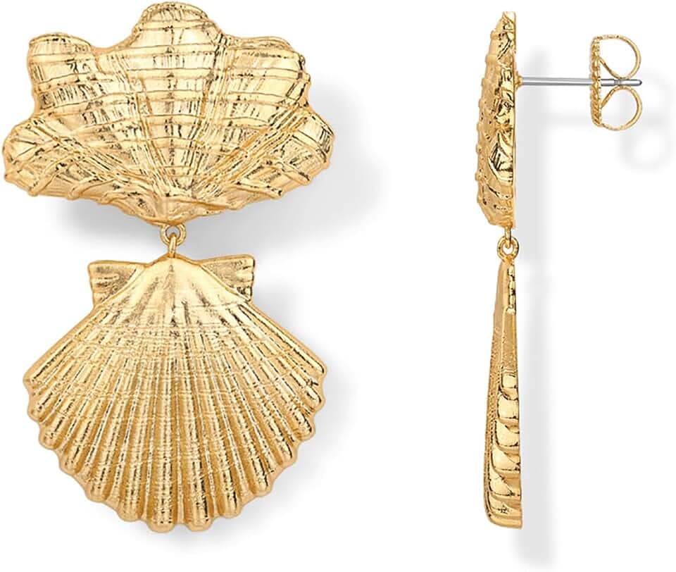 PAVOI 14K Plated Dangle Sea Shell Earrings for Women, Statement Earrings