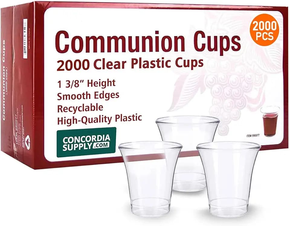 Concordia Supply Communion Cups 1-3/8" Recyclable Clear Plastic (2000 Cups)