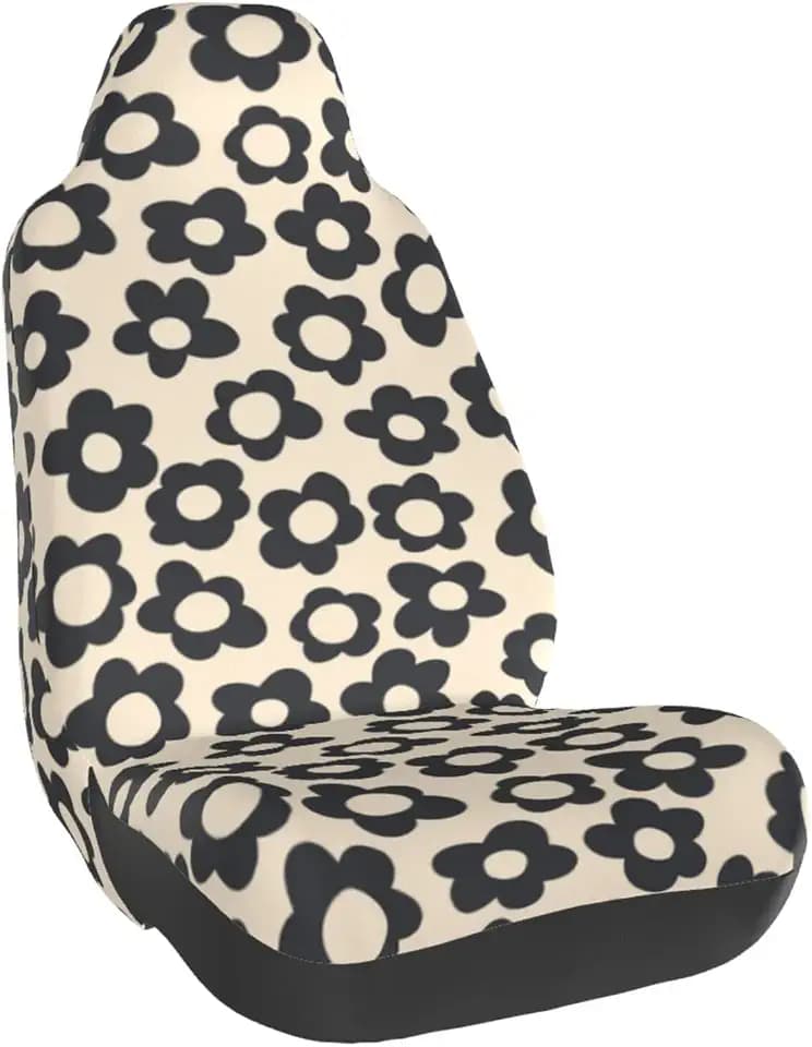 Vintage Groovy Flowers Car Seat Cover, Full Set Front Bucket The Car Chair Cover Protectors Accessories