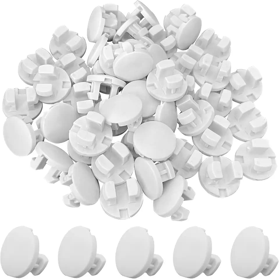 50pcs Bottom Rail Cord Cover Button White Tape Lock Plug