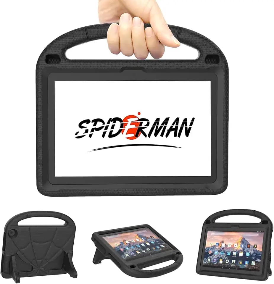 Kids Case for New Tab 8 inch 2024, Shockproof Anti Slip Cover with Handle Kickstand Kids Cover - Black
