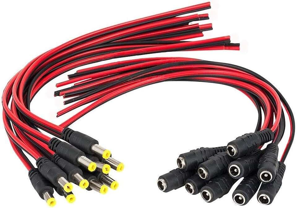 DONJON DC Stecker,DC Power Pigtail Kabel,18AWG Female Male D C Buchse,12V 5A Kabelstecker,5,5x2,1mm Dc Hohlstecker für CCTV Überwachungs Kamera Adapter,10 Paare