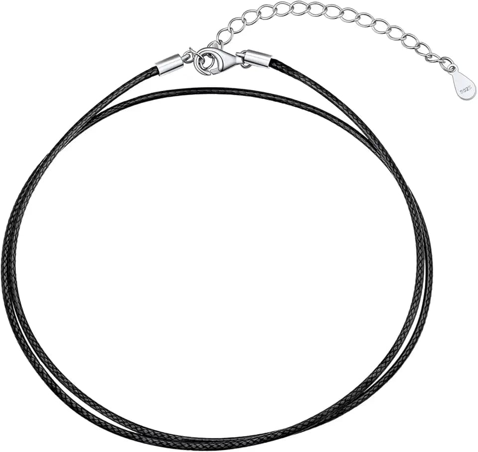 U7 Leather Necklace Cord for Men Black Wax Rope Chain for Pendant