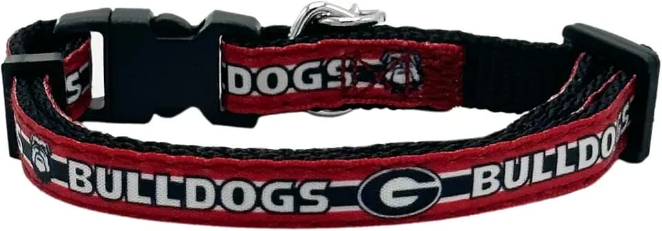 NCAA CAT Collar Georgia Bulldogs Satin Cat Collar College Sports Team Collar for Dogs & Cats. A Shiny & Colorful Cat Collar with Ringing Bell Pendant