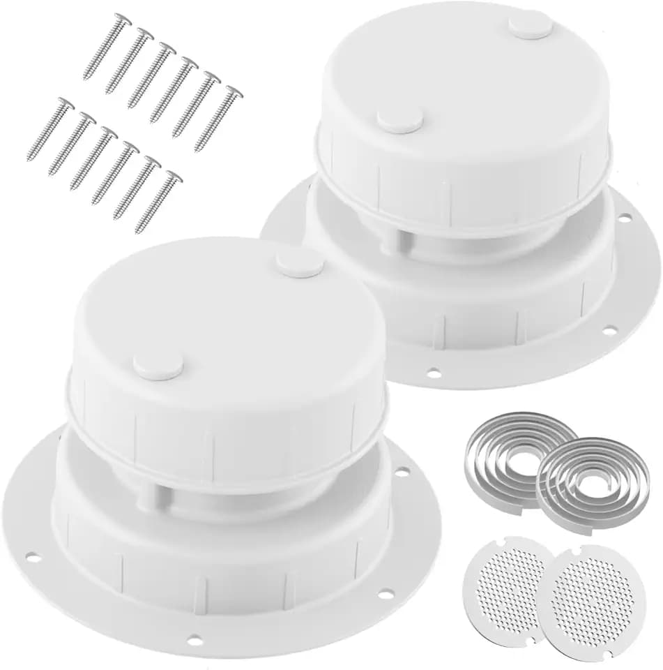 Aluminum RV Sewer Vent Cap for Roof with Screen, Fits 1" to 2-3/8" OD Pipe