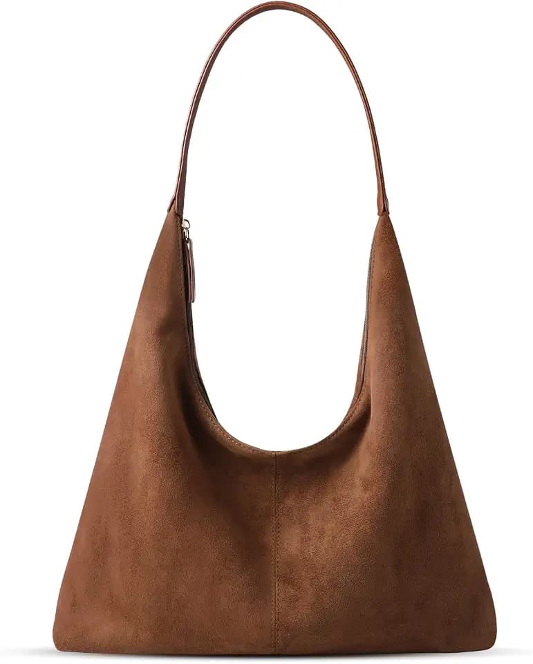 Suede Shoulder Bag for Women Suede Purse Boho Bags Slouchy Tote Bag Satchels Trendy Crescent Crossbody Bag Handbag