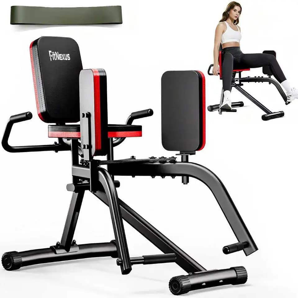 Hip Abductor Machine for Women/Men, Compact Glute Machine & Leg Exercise Equipment with Resistance Band, 6-Level Adjustable Booty Builder for Home Gym, Ultra Quiet, 360° Adjustable Leg Pads