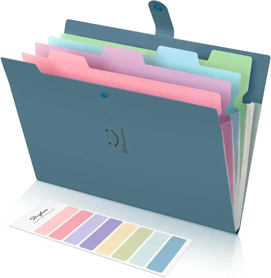 SKYDUE Fächermappe A4, Mappe Mit Fächern, Dokumentenmappe Mit Etiketten, Ordnungsmappe Mappen Ordnersystem, Document Organizer Für Zuhause, Büro, Schule Und Auf Reisen, Mappe Blau