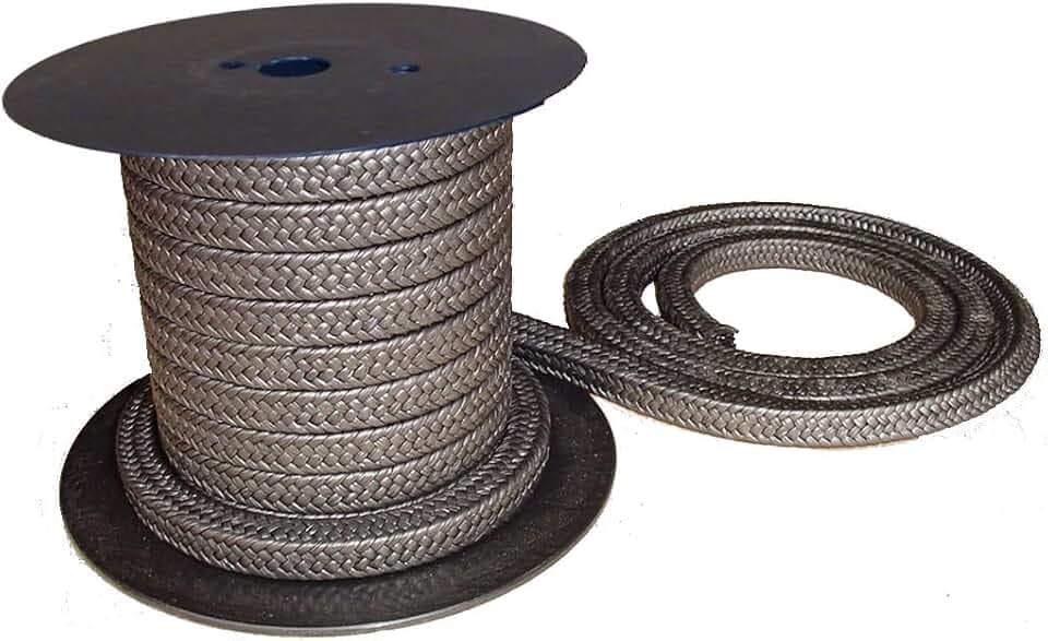 1200 - Graphitized Expanded PTFE Graphite Braided Compression Packing for Pump Gland or Valve Stem or Mechanical Seal, Size 1/4", Length: 8 Feet