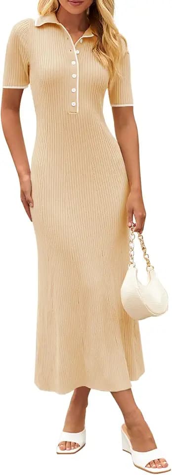 MEROKEETY Womens Summer Business Work Maxi Bodycon Sweater Dress 2026