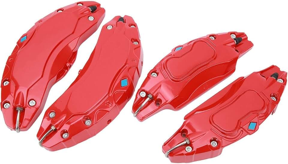 Radnaben-Bremssattelabdeckungen, 4 Stück, 19 Zoll 20 Zoll, Aluminiumlegierung, Scheibenbremssattel-Zubehör, Schutzabdeckung, Ersatz für Model Y (Rot)