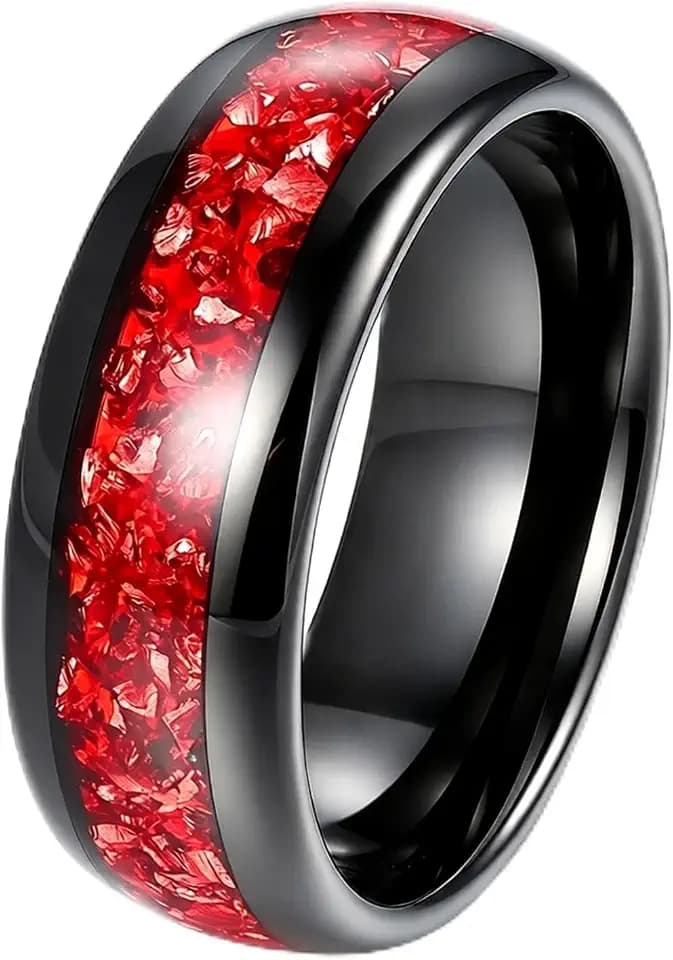 4mm 8mm Tungsten Wedding Bands for Women Men Couples Pink Morganite