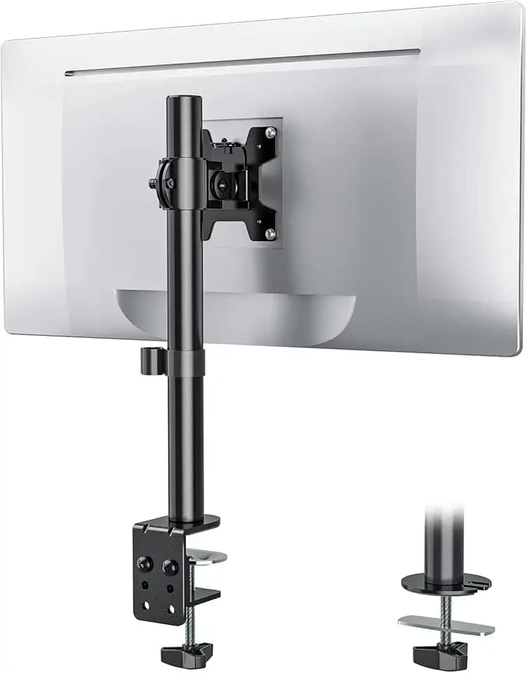 WALI Monitorhalterung für 27 Zoll Bildschirme,Tischmontage mit Höhenverstellung,Neigung,Schwenkung und Drehung,10 kg Tragkraft,Kompatibel mit VESA 75 x 75 mm & 100 x 100 mm,Schwarz