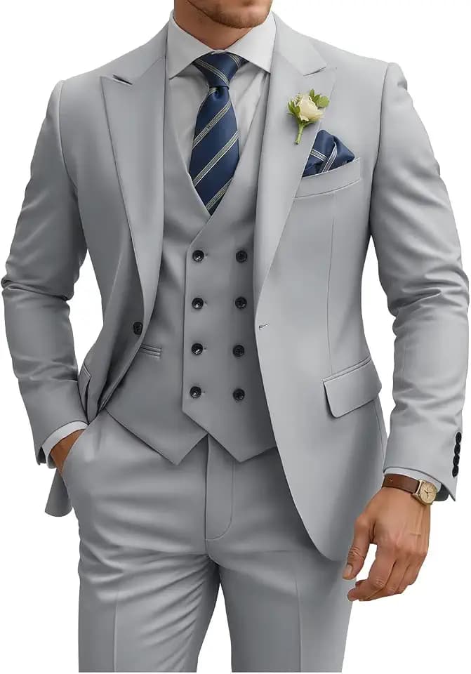 Herrenanzug, 3-teilig, schmale Passform, Anzüge für Herren, zweireihig, für Hochzeit, Abschlussball, Smoking für formelle Business-Dinner