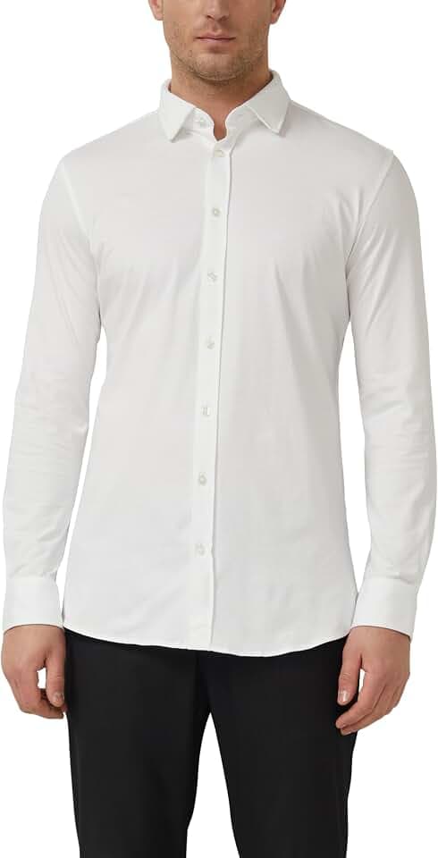 s.Oliver Herren Tailored Fit: Jersey-Hemd aus Baumwollstretch Hemd Langarm