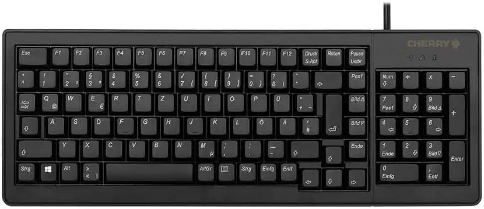 CHERRY G84-5200 XS, Kompakte Tastatur mit Nummernblock, Französisches Layout (AZERTY), Kabelgebunden (USB-A Anschluss), Mechanische ML Switches, Schwarz