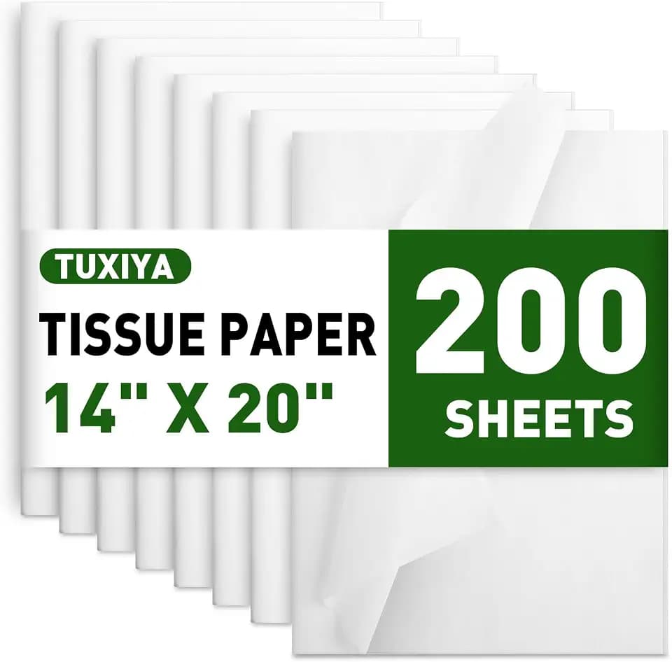 TUXIYA 200 PCS White Tissue Paper Bulk,14"x20" Tissue Paper for Gift Bags