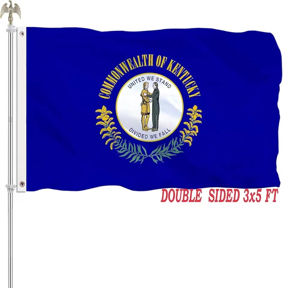Kentucky State Flag 3x5 Double Sided KY Flags Heavy Duty 100% Polyester with 2 Brass Grommets for Outdoor Indoor Wall