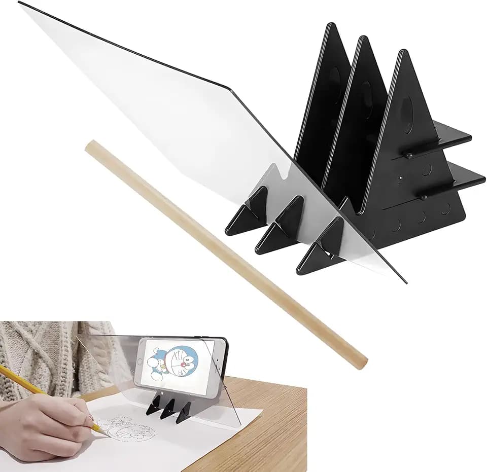 DIY Zeichenbrett Projektor, Reflexion Zeichenprojektor, Optisches zeichenbrett aus Acryl für Anfänger, Künstler, Zeichenhilfe und Skizzierwerkzeug (Schwarz)