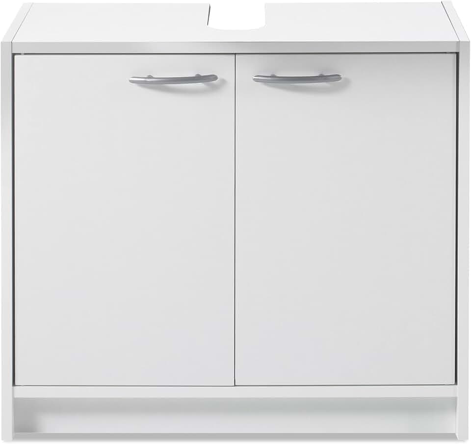 SMASH Badezimmer Waschbeckenunterschrank in Weiß matt - Schlichter Bad Unterschrank Badezimmerschrank mit viel Stauraum - 63 x 55 x 29 cm (B/H/T)
