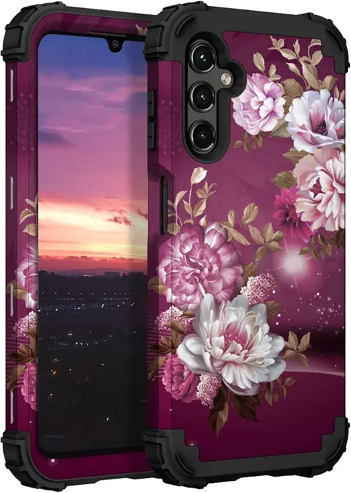 Hocase for Samsung Galaxy A16 5G Case, Burgundy Flowers
