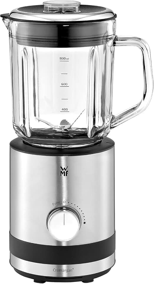 WMF Küchenminis Kompaktmixer, Mini Standmixer, 400 Watt, Standmixer klein, Glasbehälter 0,8 l, Pulsstufe, cromargan matt