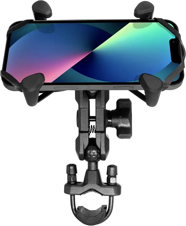 Motorcycle Phone Mount Firmly Clamp Cellphone, Large Bike Cell Phone Holder, Suitable for Handlebars with 0.5"-1.3" Diameter, Compatible with Most Motorcycle Handlebar, Bike, ATV