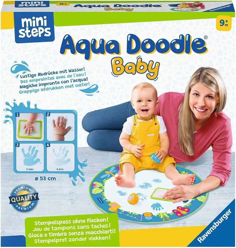 Ravensburger ministeps 4181 Aqua Doodle Baby - Fleckenfreies Stempeln mit Wasser - Erstes Stempelset für Babys ab 9 Monaten - Mit magischer Stoffmatte, 440 g