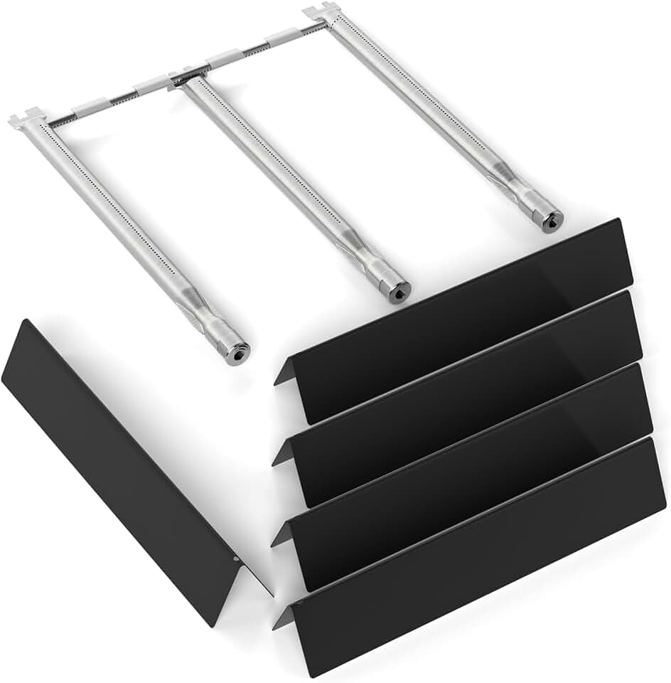 Grill Replacement Parts Compatible with Weber Spirit 300 Series (2013–2017 Front Control), Also Fits Spirit II 300 GS4, Porcelain Flavorizer Bars #7636 & Burner Tubes #68950