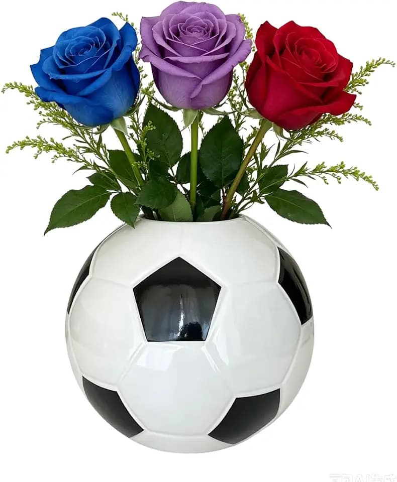 Soccer Ball Vase, Ceramic Soccer Organizer for Small Flowers & Pens.