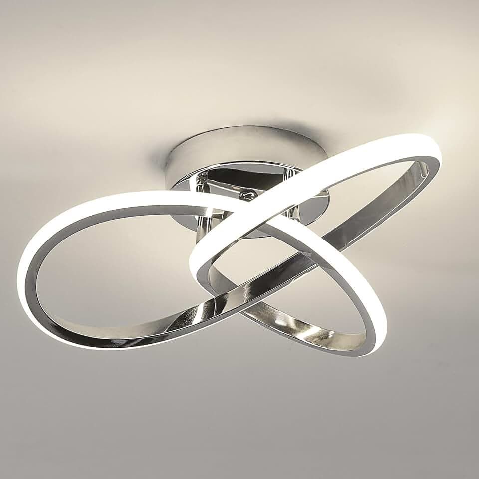 Comely LED Deckenleuchte 30W 3300LM Deckenlampe in Blumenform, Chrom 4500K