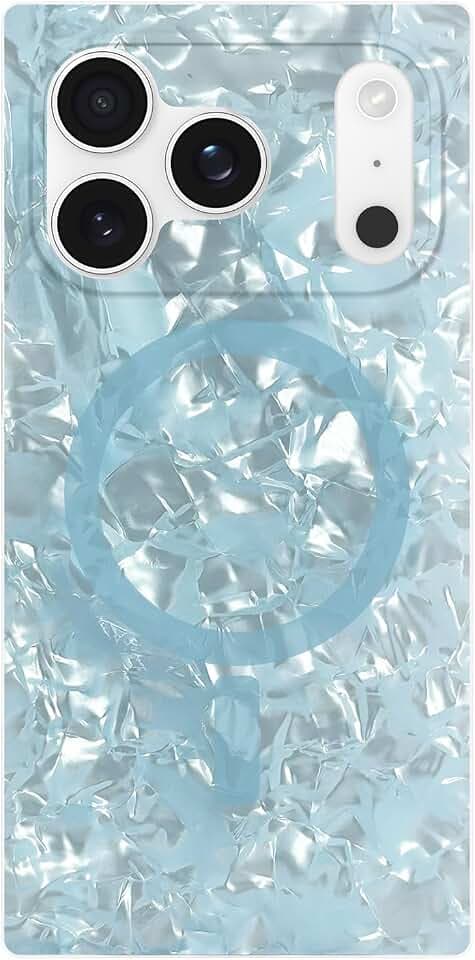 Flaunt Official Square iPhone 17 Pro Case - ICY Blue Pearl