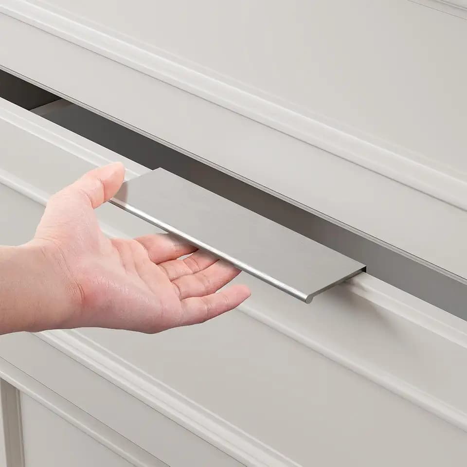 homdiy 10 Pack Brushed Nickel Cabinet Pulls 5 inch Edge Finger Pull for Kitchen Cabinets Aluminum Alloy Hardware for Dresser Drawer Cupboard Handles Easy Installation