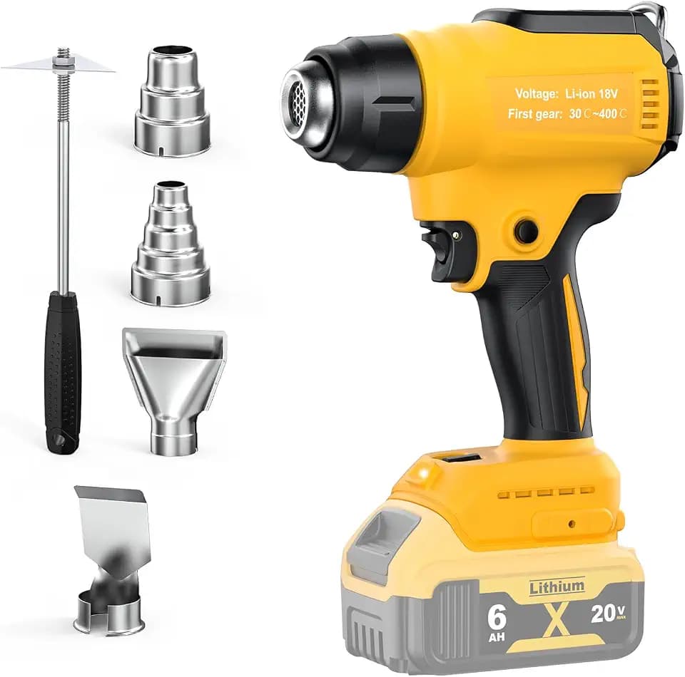 Kabellose Heißluftpistole für Dewalt 20V Akku (ohne Akku) Heißluftpistole zum Schweißen, Rohrbiegen, Farbentfernung, Heißluftpistole mit 4 Düsen.