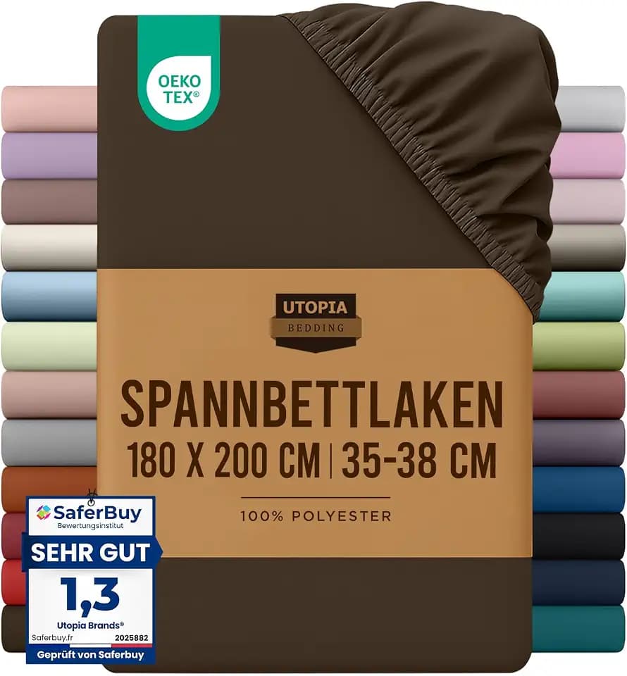 Utopia Bedding - Spannbettlaken 180x200cm - Braun