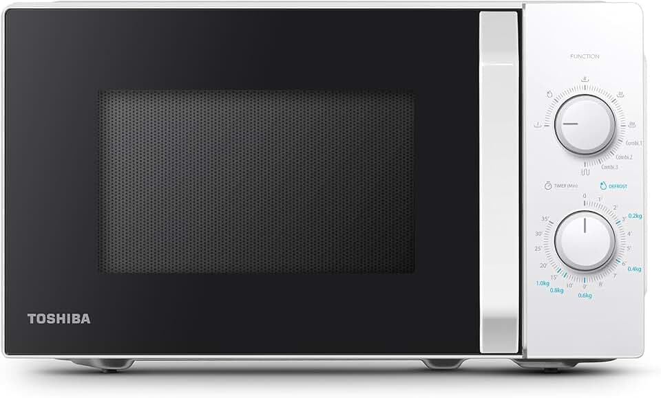Toshiba MW2-MG20P(WH) 3 in 1 Mikrowelle mit Grill, 20 L, 5 einstellbare Leistungsstufen, Timer, 700 W, Grill 1000 W, Weiß