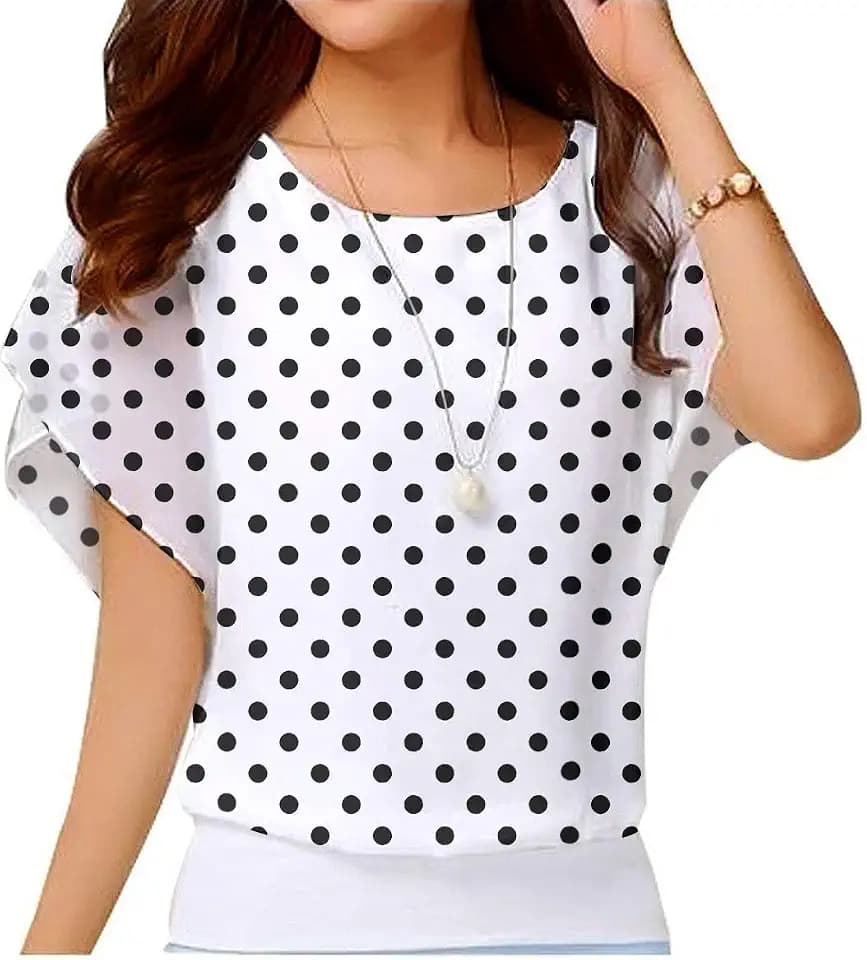 Neineiwu Women's Summer Loose Casual Short Sleeve Chiffon Top Blouses