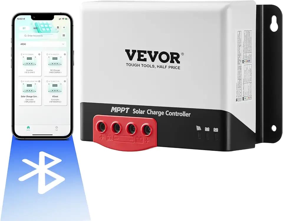 VEVOR 50A 12V 660W / 24V 1320W MPPT Solarladeregler Solarregler Solarmodul Laderegler mit TTL-Kommunikationsschnittstelle Kompatibel mit Deep-Cycle-Batterien wie AGM-, Gel-, Flut- und Lithiumbatterien