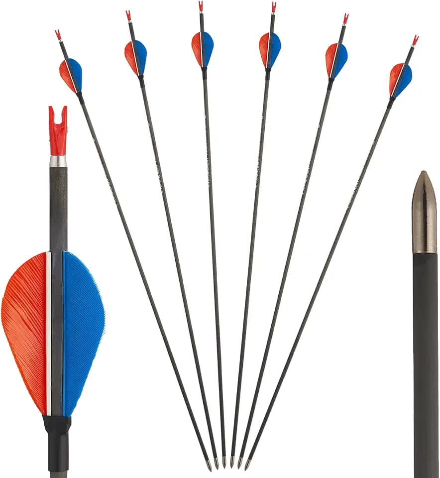 Toparchery 6er Carbonpfeile 31 Zoll Reine Carbon Pfeile für Bogenschießen