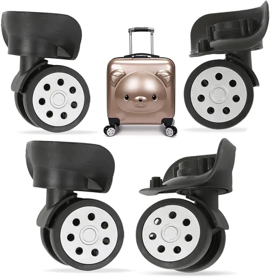 4 Pcs Ersatz Gepäckräder,Koffer Roller Skate Rad Reparatur Kits,Gepäck Schwenkräder Rollen Rad,Reisekoffer Rolle Transportrollen Doppelrollen,für Trolley Koffer, Schwarz