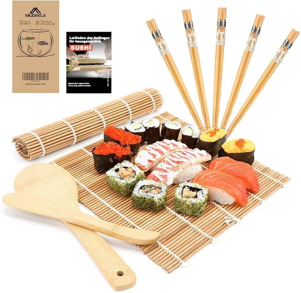 MUDEELA 9-Piece Sushi Set, Sushi Matte Bambusmatte for Beginners