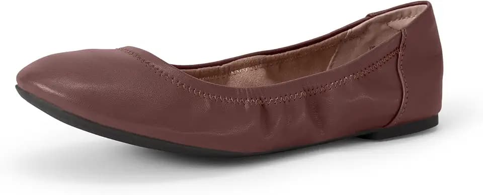 Amazon Essentials Women's Comfortable Round Toe Ballet Flats, Cushioned Memory Foam